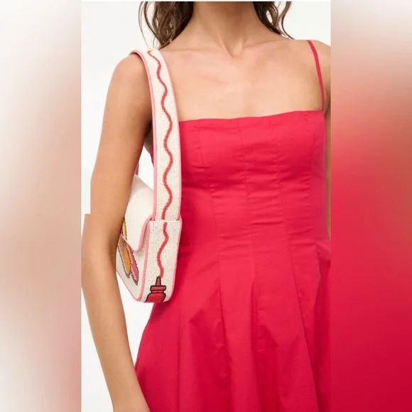 NWT STAUD Tommy Beaded Bag Hotdog Weiner Dog Dachshund Doggie Summer Mustard - Picture 6 of 7